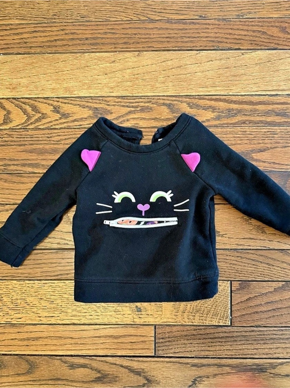Cat & Jack Cat Graphic Zip-Mouth Sweatshirt Girls 12M Black